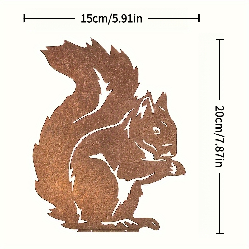 TEMU Statue d'écureuil en acrylique 2D à plat, style rustique, une pièce artisanale inspirée de la nature, décoration d'extérieur, 2D à plat