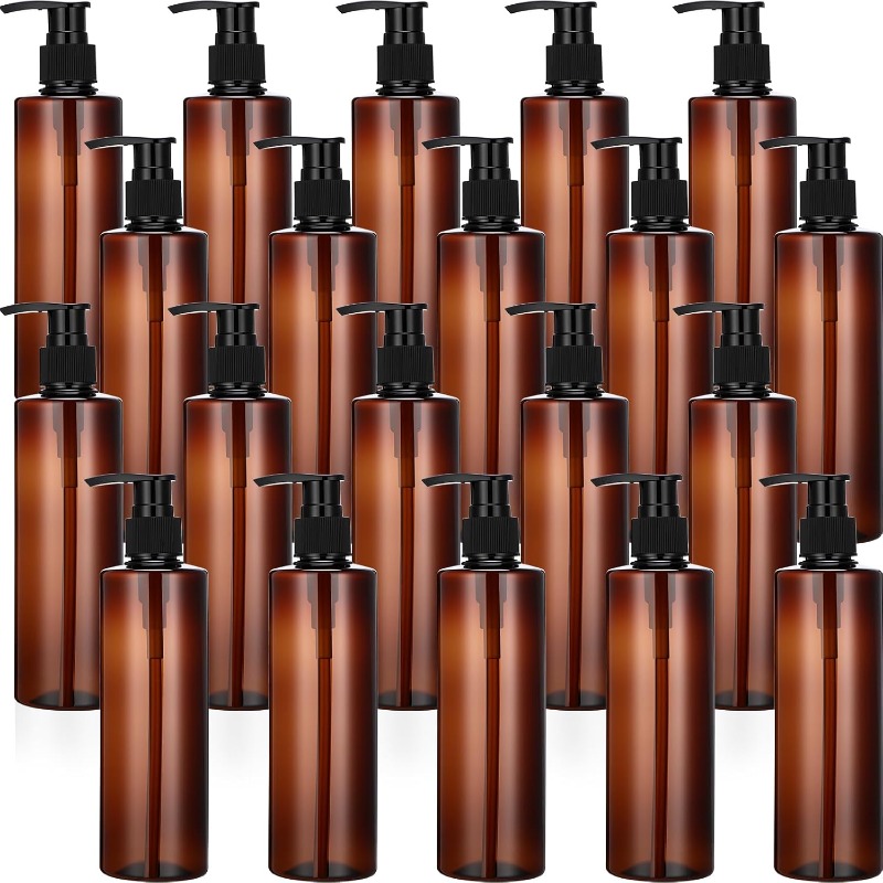 TEMU Ensemble de 22 flacons de pompe en plastique, de 250 ml (8,45 onces), parfaits pour le remplissage. Ces récipients avec couvercles noirs idéaux