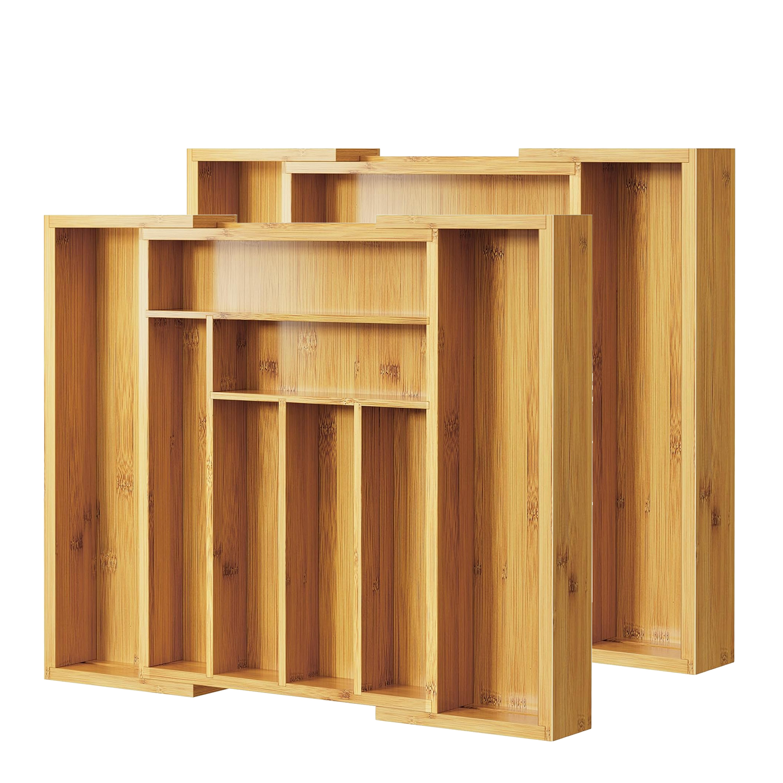 TEMU 2/ 4pcs Multi-functional Bamboo Telescoping Drawer Storage Boxes, Ideal For Organizing Cutlery, Cosmetics, Office Supplies, And More. Features