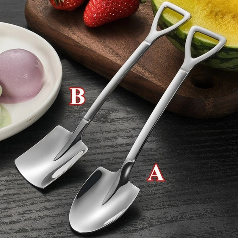 8pcs stainless steel coffee ice cream spoon set shovel shaped dessert spoons with ergonomic handles   parties weddings details 3