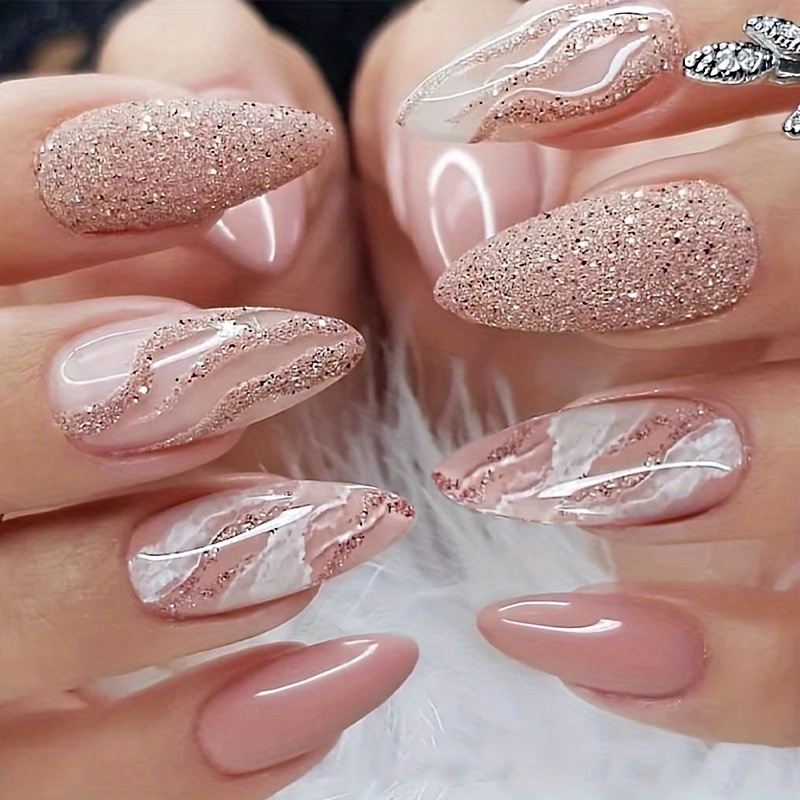 Gentle Nude Pink Shimmering Nail Art Stickers Nail Wraps Wearable Nails