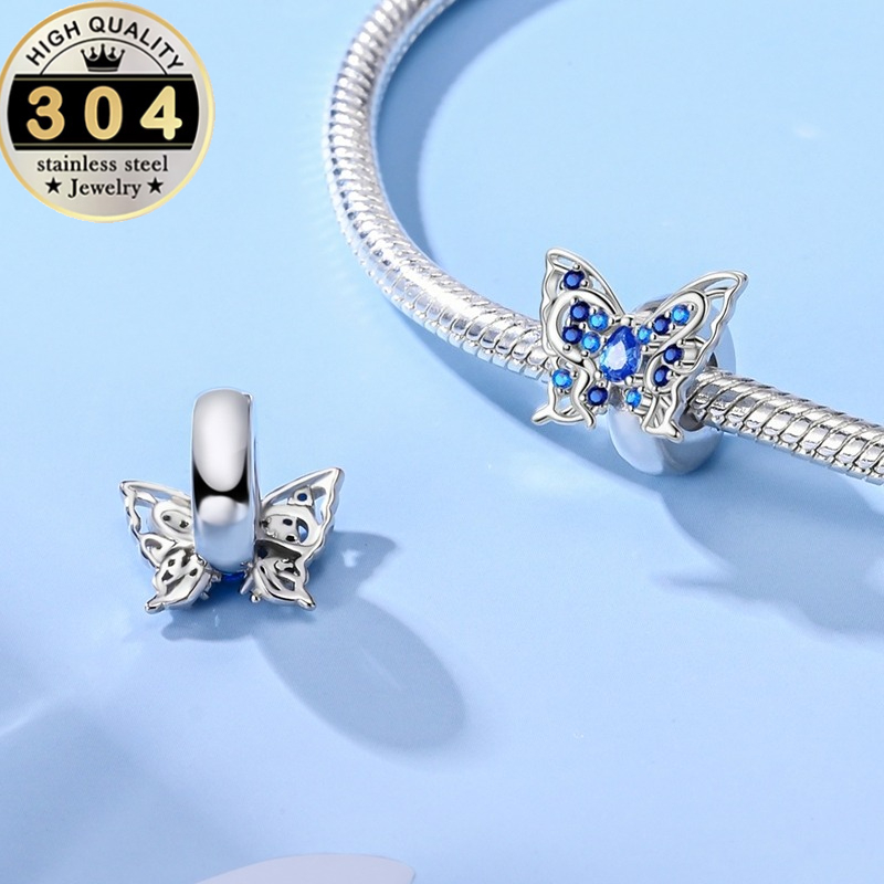 Butterfly Stopper Bead with Fixed Clasp, Gift for Her