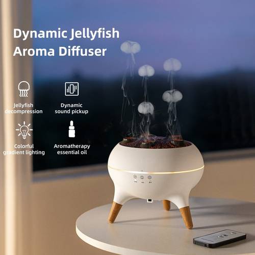 1pc Jellyfish Diffuser, (250ml), with Remote Control, 7-Color LED Lights, Easy to Clean & Top Fill, Soundwave technology Technology Operation for Travel, Office, Bedroom and Kids Room Cold Mist Humidifier. IP20, Office Diffuser, Travel Humidifier, Jellyfish Design, Decorative Mist Maker, Easy Clean Diffuser, Remote Control Humidifier, Mist Diffuser, Essential Oil Dispenser, Aromatherapy Lovers, Home Users