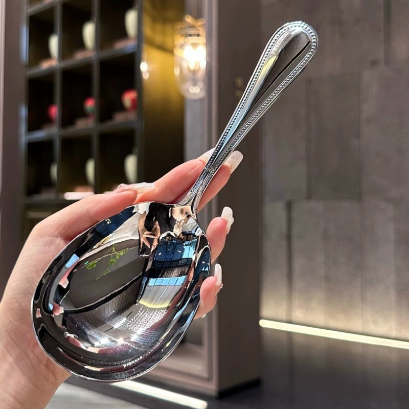 Image of Large Serving Spoon For Rice, Pasta, And Salad - Durable Stainless Steel Kitchen Utensil, Easy To Clean And Dishwasher Safe For Daily Use