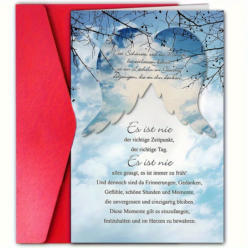 1pc, Unique German Sympathy Greeting Card With Envelope, Beautiful Memorial Quote, Grief And Condolence Card, Regretting Your Loss, For . Special Sympathy Card, High-