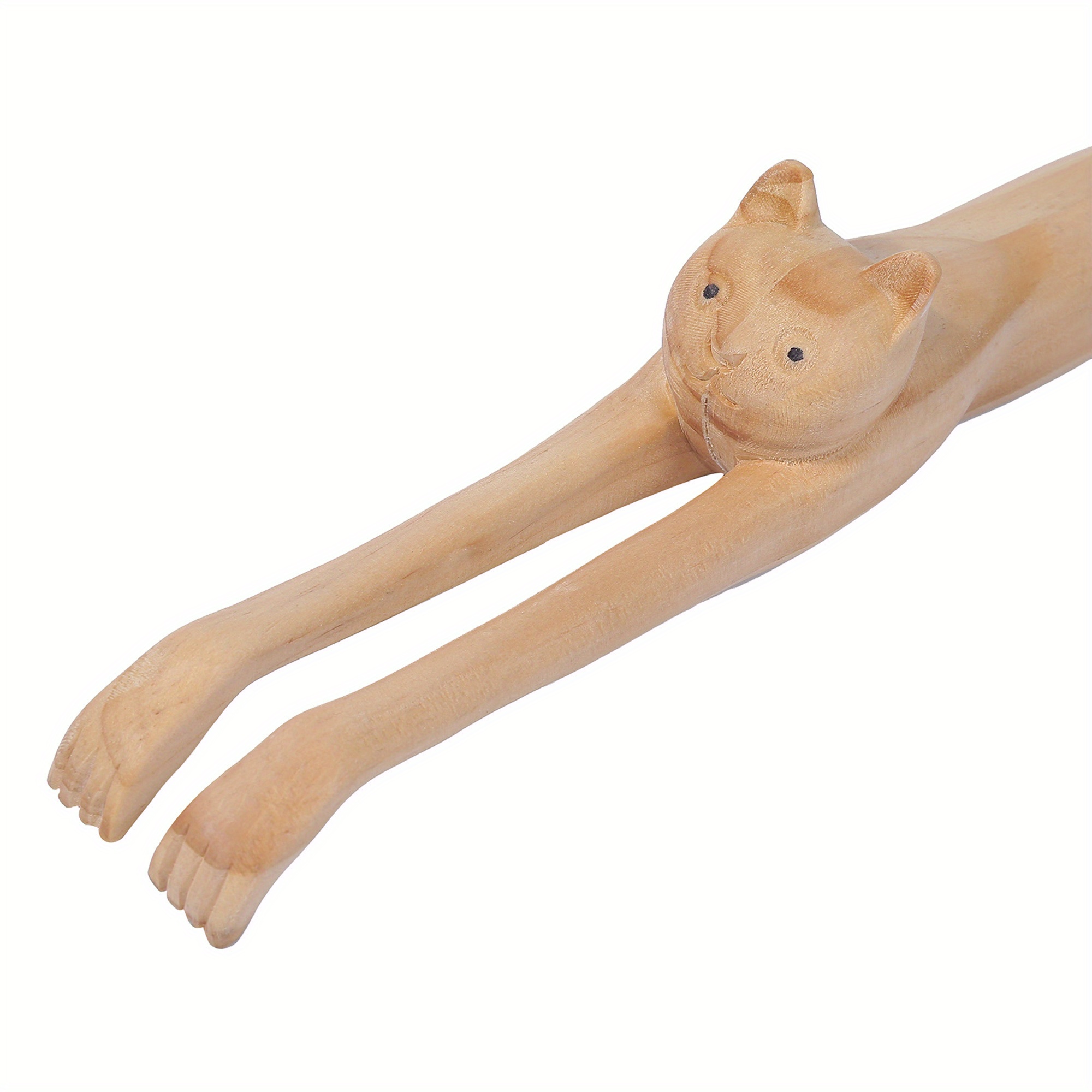 handcrafted wooden cat back scratcher 3d cat shaped anti   massager plastic free natural wood   massager for home office use stress muscle tension back massager   design   Product details 5
