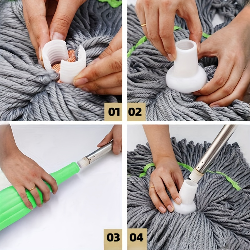 [Super Absorbent Rotary Mop] 1pc Super Absorbent Rotary Mop with Green Handle - Ideal for Home, Kitchen, School, Office, Bathroom & RV Travel - 7pcs Set | Easy-to-Clean Microfiber Mop Head & Bucket