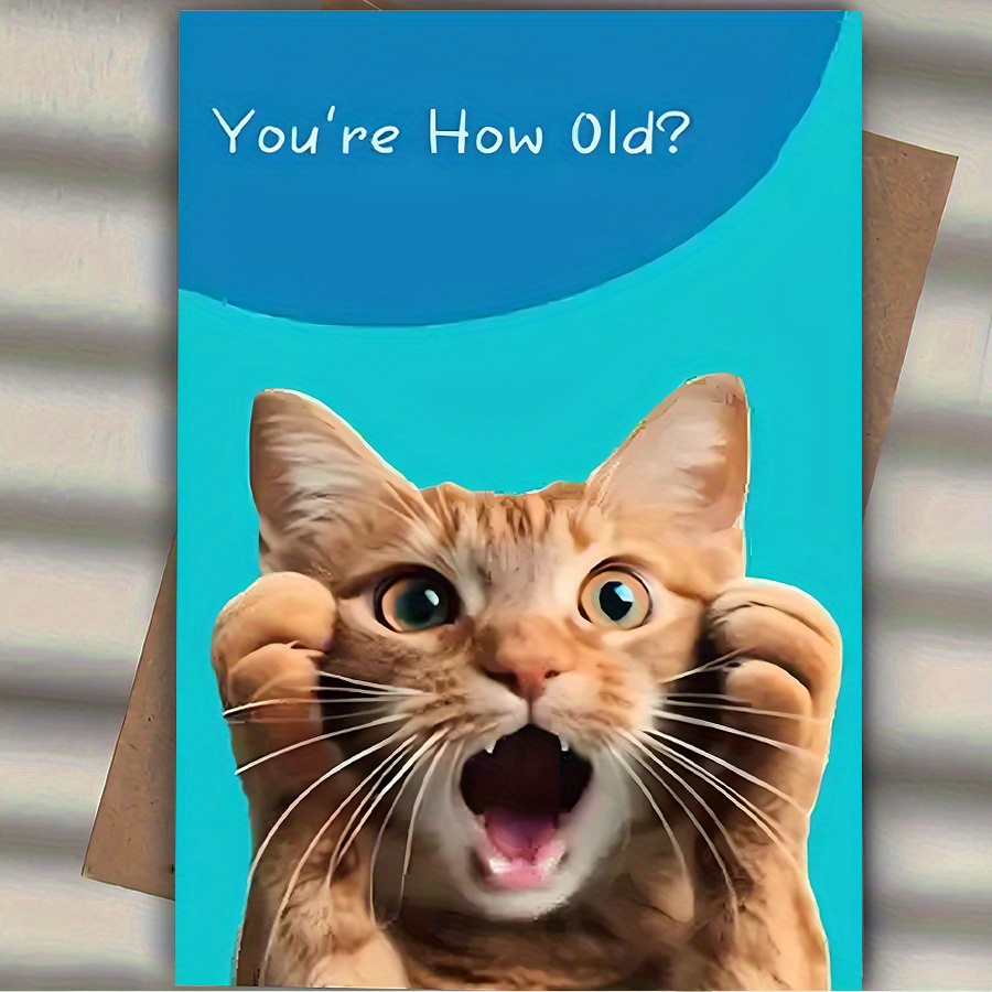 

how Old Are You" Birthday Card Envelope, 4.72 Inches By 6.69 Inches, Cute Cat Design, Family, Friends, And Cat Lovers, Paper Material, Ideal For Birthday Celebrations, Animal-themed Greeting Cards.