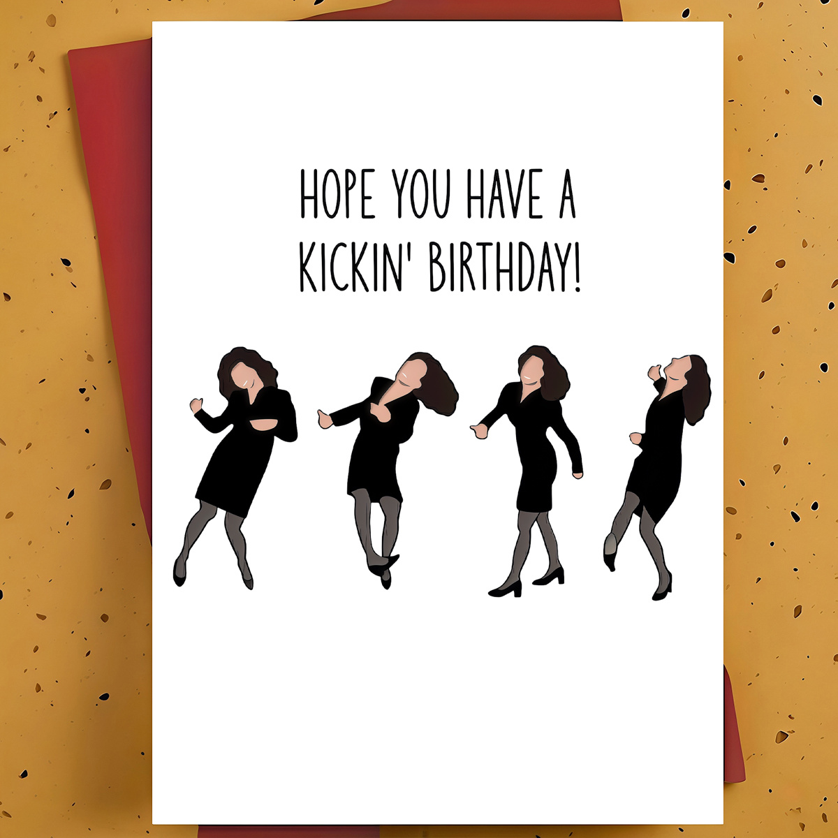 TEMU 1 carte de vœux d'anniversaire amusante pour meilleure , sœur, collègue – Illustration de dessin animé de femmes dansant, carte humoristique et