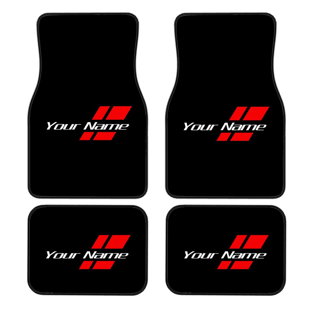TEMU Lot de 4 tapis de sol de voiture personnalisables avec nom et motif à rayures personnalisé - parfait pour Noël, Halloween, des Pères et la