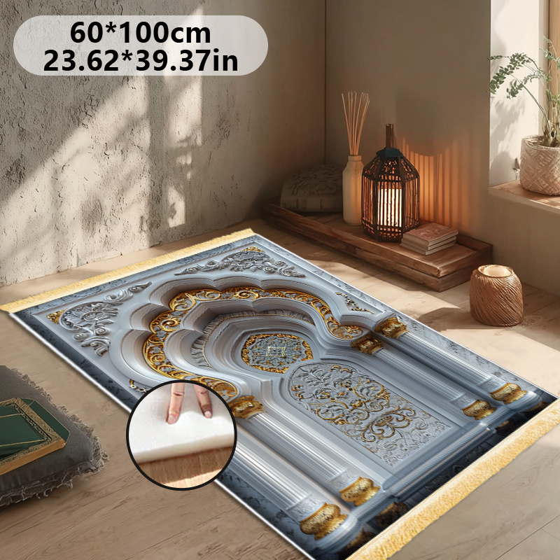 TEMU 1pc Luxurious Thick Mat With Tassels - Non-slip Foldable Machine Washable For Indoor Home Doorway Living Room Home Mat