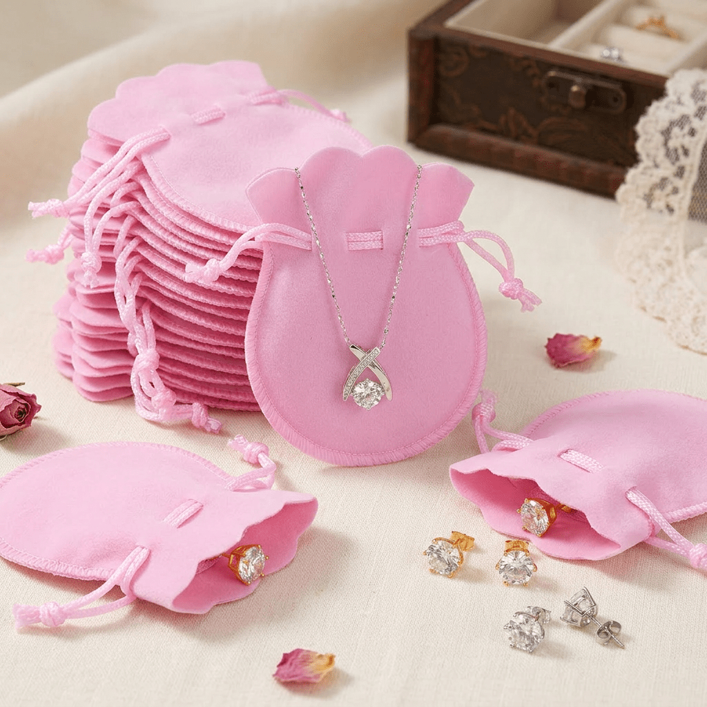 TEMU 12pcs Cadeau pour Elle/Lui Sacs à Bijoux en Velours Haute avec Cordon de Serrage, Sacs Cadeaux Luxueux au , Adaptés aux , Bracelets et Boucles