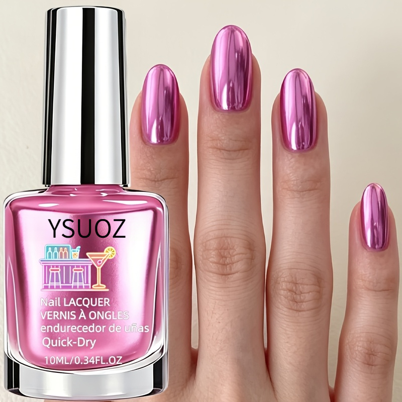 TEMU Purple Mirror Nail Strengthener, Natural Drying, Long-lasting Nail Polish Without Lamp, Enhances Nail Shine, Suitable For Party And Holiday