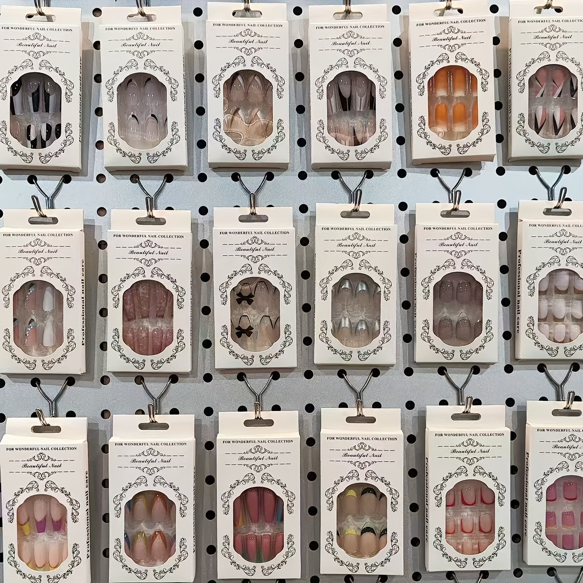 TEMU A Set Of 144 Assorted Nails In 6 Different Styles, Featuring A Trendy Almond Shape, Vibrant Colors, And A Shiny End. Medium-length Nails Are Perfect For Women And Are Essential For Nail Art