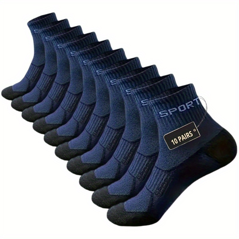 E-shop 10 Paar Herrensocken, 10 Paar niedrig geschnittene, bequeme, gepolsterte Freizeitsocken für Herren