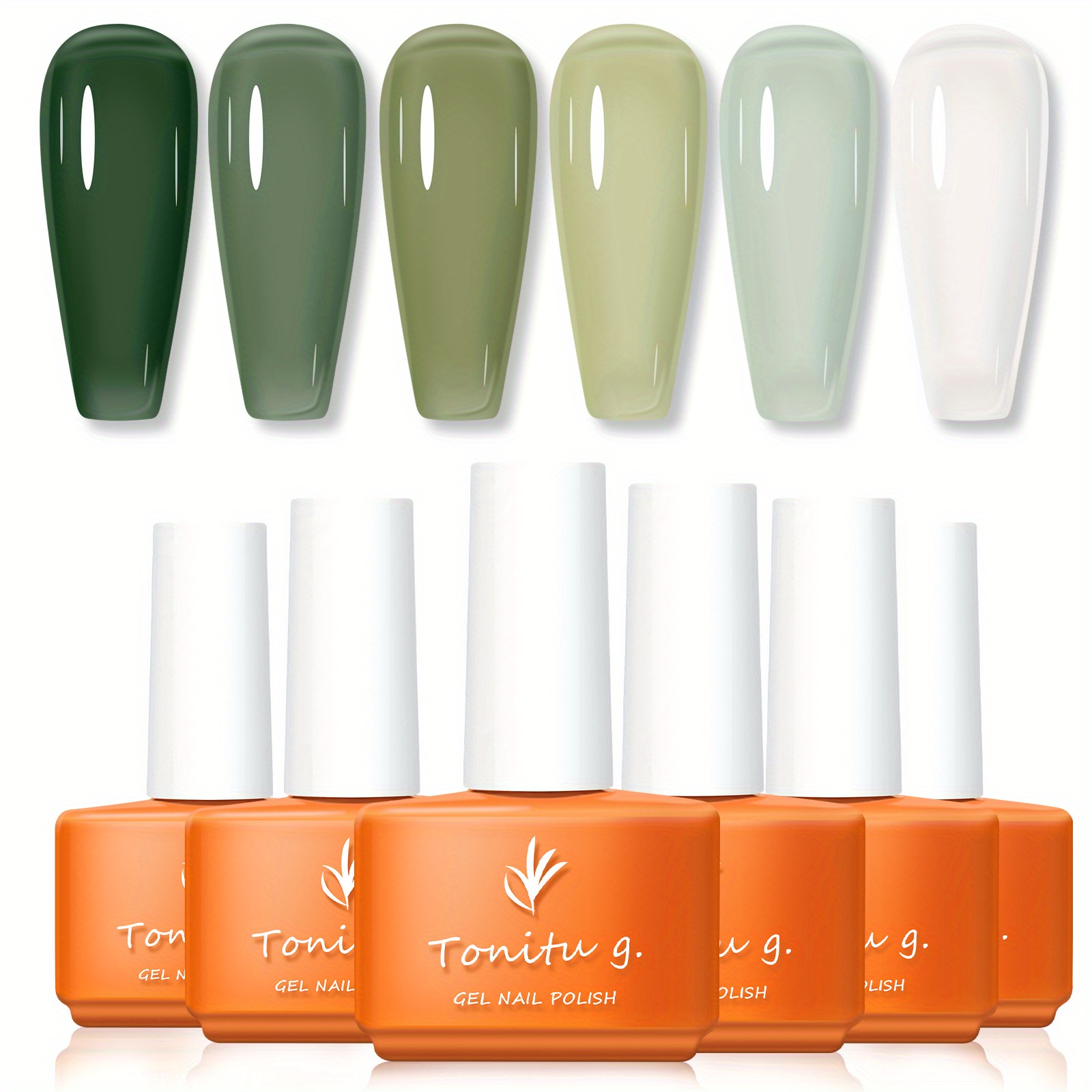 Set za gel nanoš za nokte Tonitu G Jelly Gel 6 boja, 0,24oz polu trajni gel lak prozirno mliječno sivo zeleno plavo nudo smeđe crvene, crni gel lak, set za gel nanoš, dizajn za nokte Soak Off / LED za manikuru uradi sam kućni salon za žene