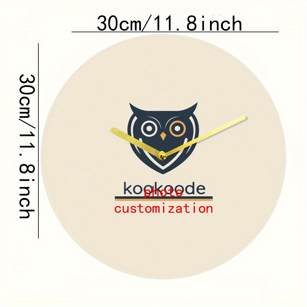 TEMU Personalized Wall Clock Minimalist Without Numbers, Custom Clock Face With Photo & Logo, Wood Printed, For Living Room, Bedroom, Bathroom,