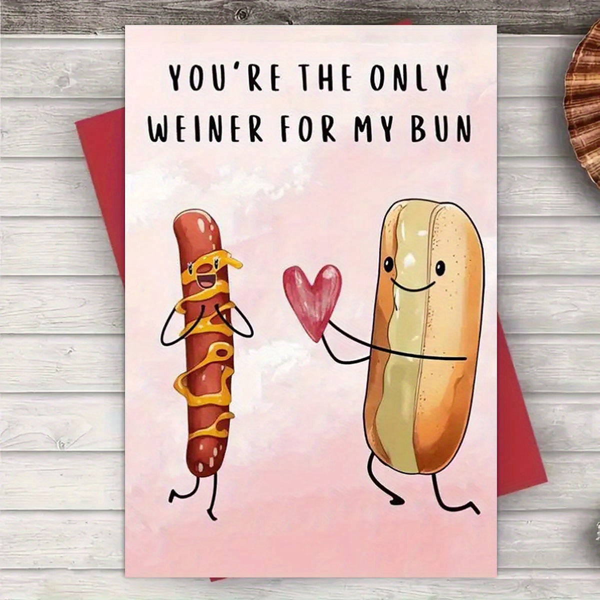 

1pc Cute Hotdog & Bun Valentine's Day Greeting Card, Love Themed Paper Card For Husband, Wife, Boyfriend, Girlfriend, Perfect Gift For Valentine's