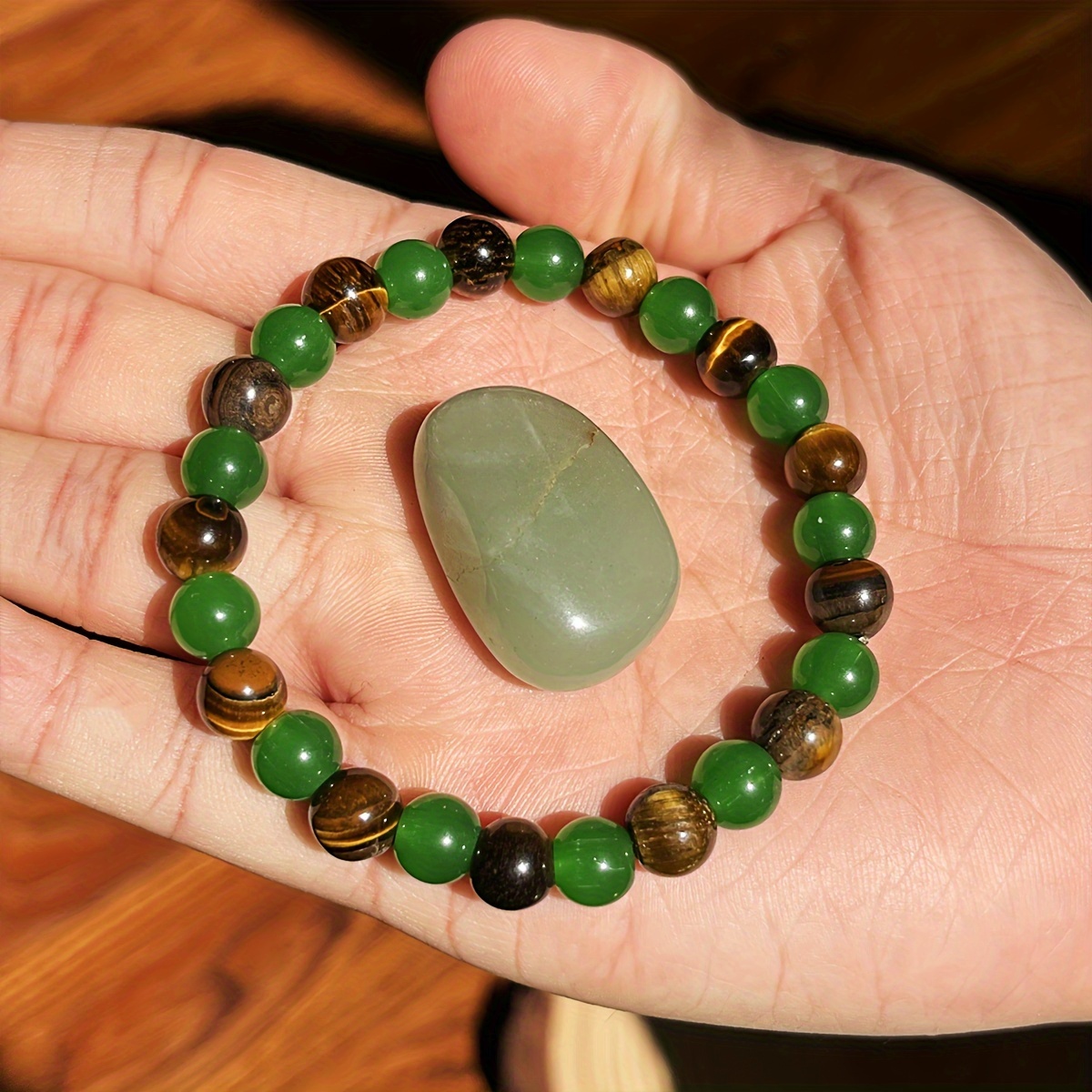 1pc 8Mm Tiger'S Eye Stone, A Retro Bohemian-Style Jewelry Gift for Men And Women, Easy And Fashionable for Festival Gifts