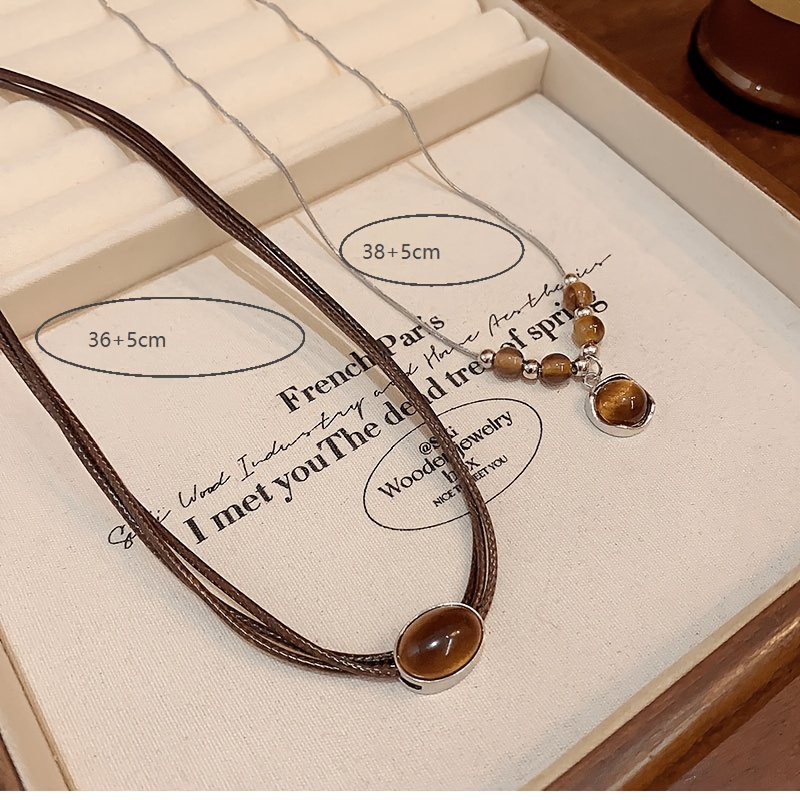 Women's Retro Pendant Necklace Set, 2pcs Stackable Design
