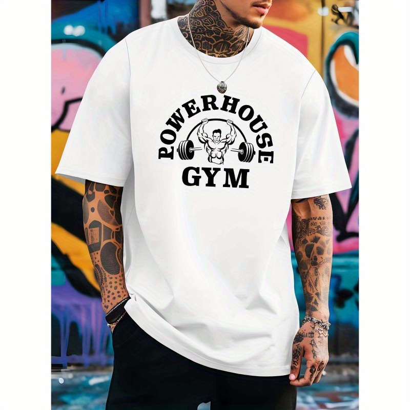 

Men's Gym Graphic T-shirt - Red, Breathable Polyester-spandex , Short Sleeve, Round Neck Casual Summer Top