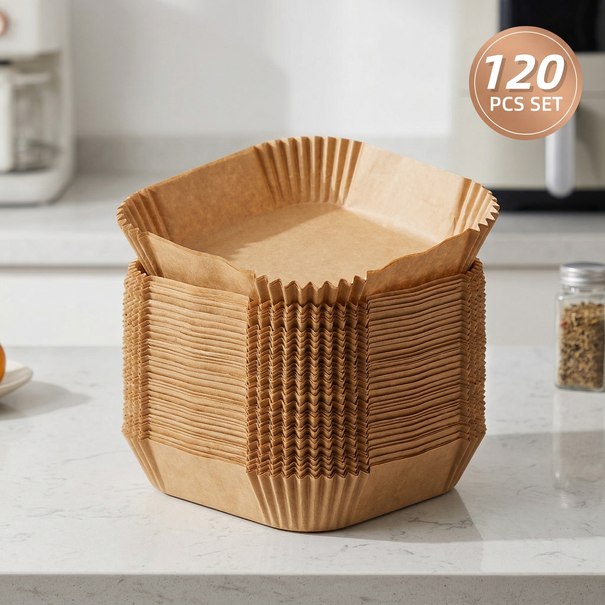 120pcs Disposable Air Fryer Liners, Parchment Paper, Heat-resistant& Oil-proof, Compatible With Air Fryer, Oven& Microwave, Cooker Clean, Ideal For Healthy Baking& Frying Kitchen Accessorles