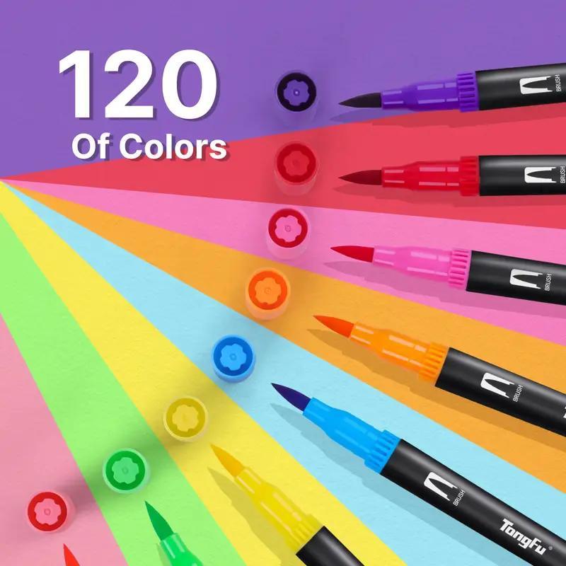 

Tongfu 120-color Double-pointed Marker Set, Medium Point, & Brush Pen Combo, Ideal For Calligraphy, Graffiti, Christmas Cards & Thanksgiving Gifts