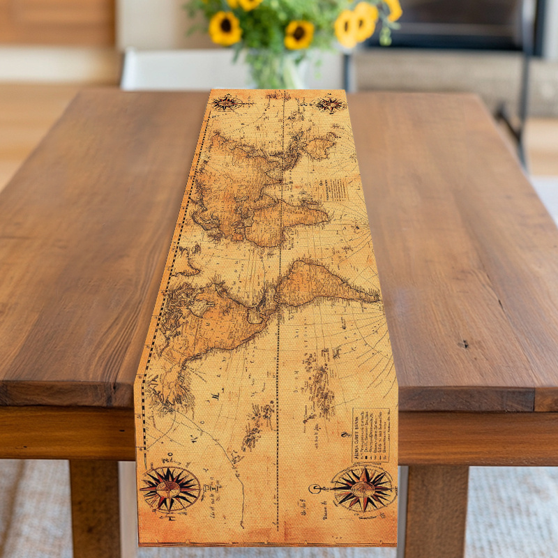 TEMU A Single Nautical-themed Table Runner Featuring A Brown , With 2d Printing, Ideal For Summer Gatherings, Picnics, And Parties, Making It Perfect
