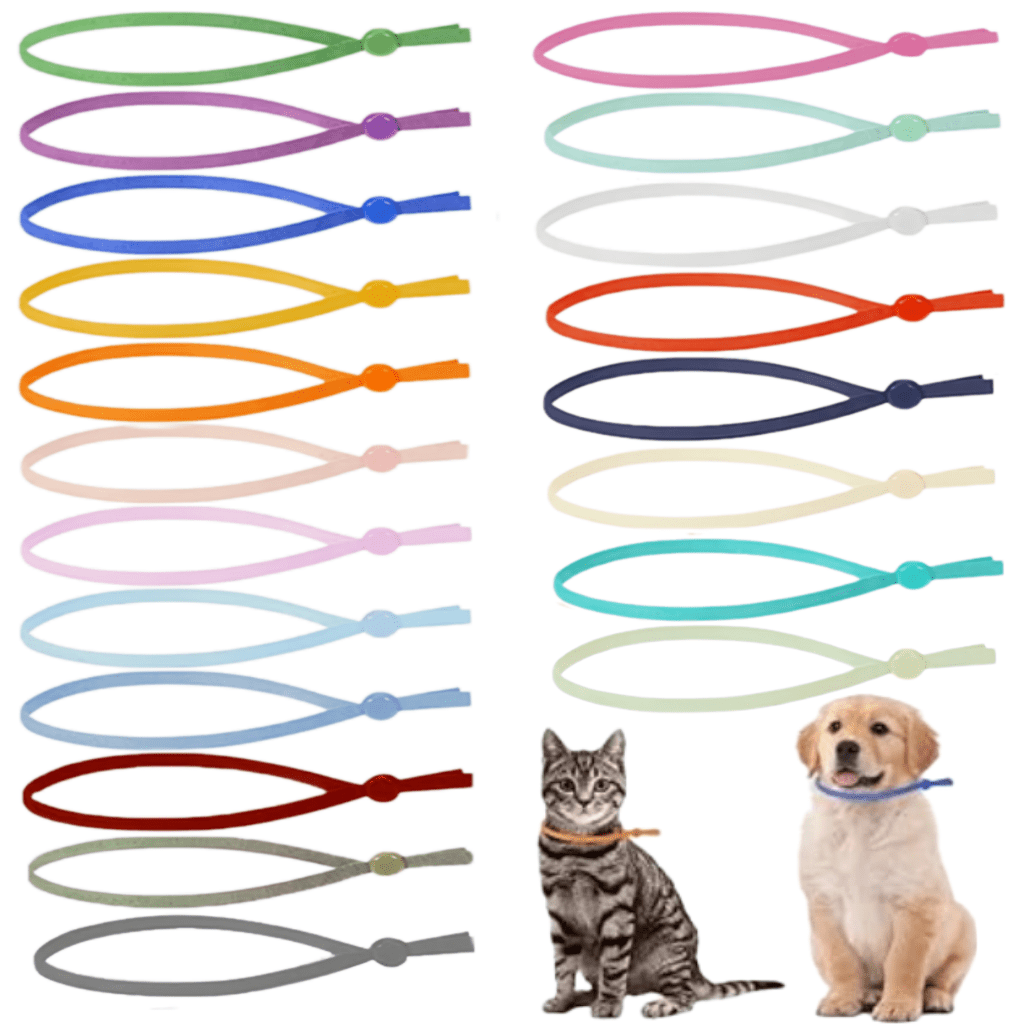 Image of 20pcs Of Newborn Pet Identification Collars - Adjustable Elastic Collars For Puppies, Kittens, And Lambs, Designed For Pet Identification - Suitable For Newborn Small Pets