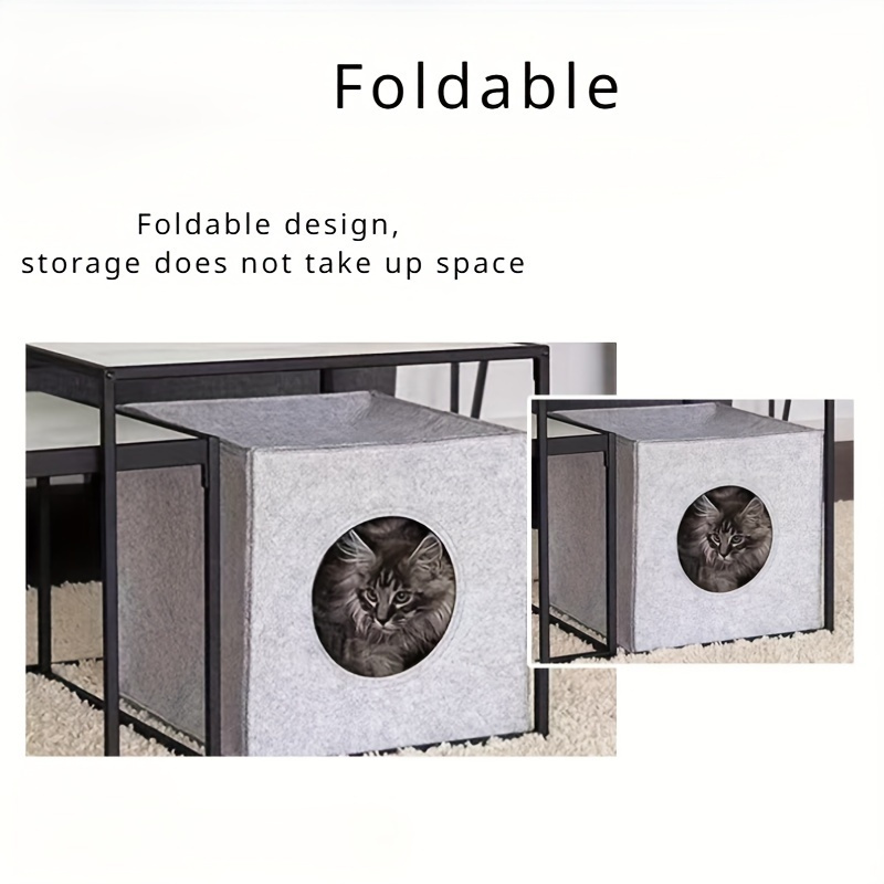 2pcs felt cat bed combination pack 1 comfortable felt cat bed 1 random coaster soft washable foldable semi enclosed square cat bed suitable for cats and small dogs comfortable for   easy to assemble portable design Product details 3