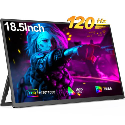item picture portable monitor 18 5 inch 120 hz 1080 srgb fhd hdr usb hdtv with vesa portable laptop office game monitor for computer switch phone adapter not included