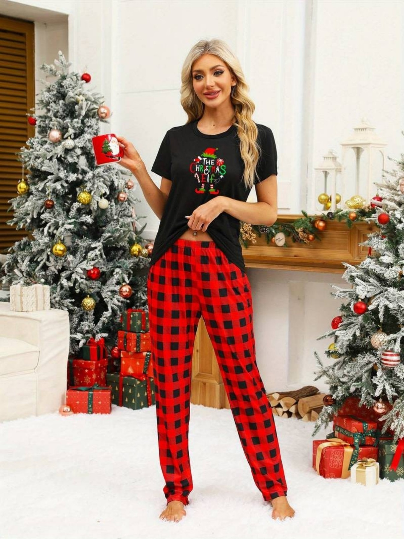 Nightwear Women's Short Christmas Pajamas Men Sleepwear Women's Short Sleeve Christmas Pajamas Leveret Men's Two  Piece Christmas Pajamas – Leveret Clothing