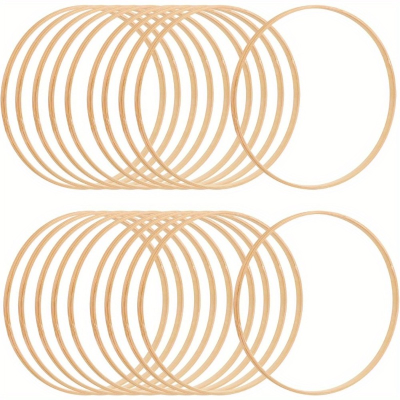 TEMU Set Of 12 Wooden Craft Rings | Sturdy Wooden Rings Suitable For Wedding Wreaths, Macramé Wall Decor, Dream Catchers, And Bohemian Hanging