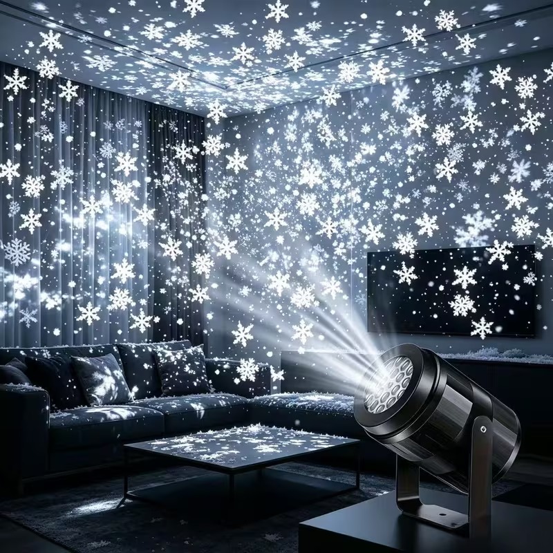 TEMU Projecteur de de neige USB avec de neige rotatifs dynamiques, lumière de fête LED à angle réglable. Convient pour Noël, fêtes du An, ,