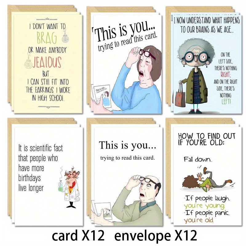 

24pcs Humorous Greeting Cards For All - Ideal For Birthdays, Day, Father's Day, Thanksgiving - Funny Cards For ,