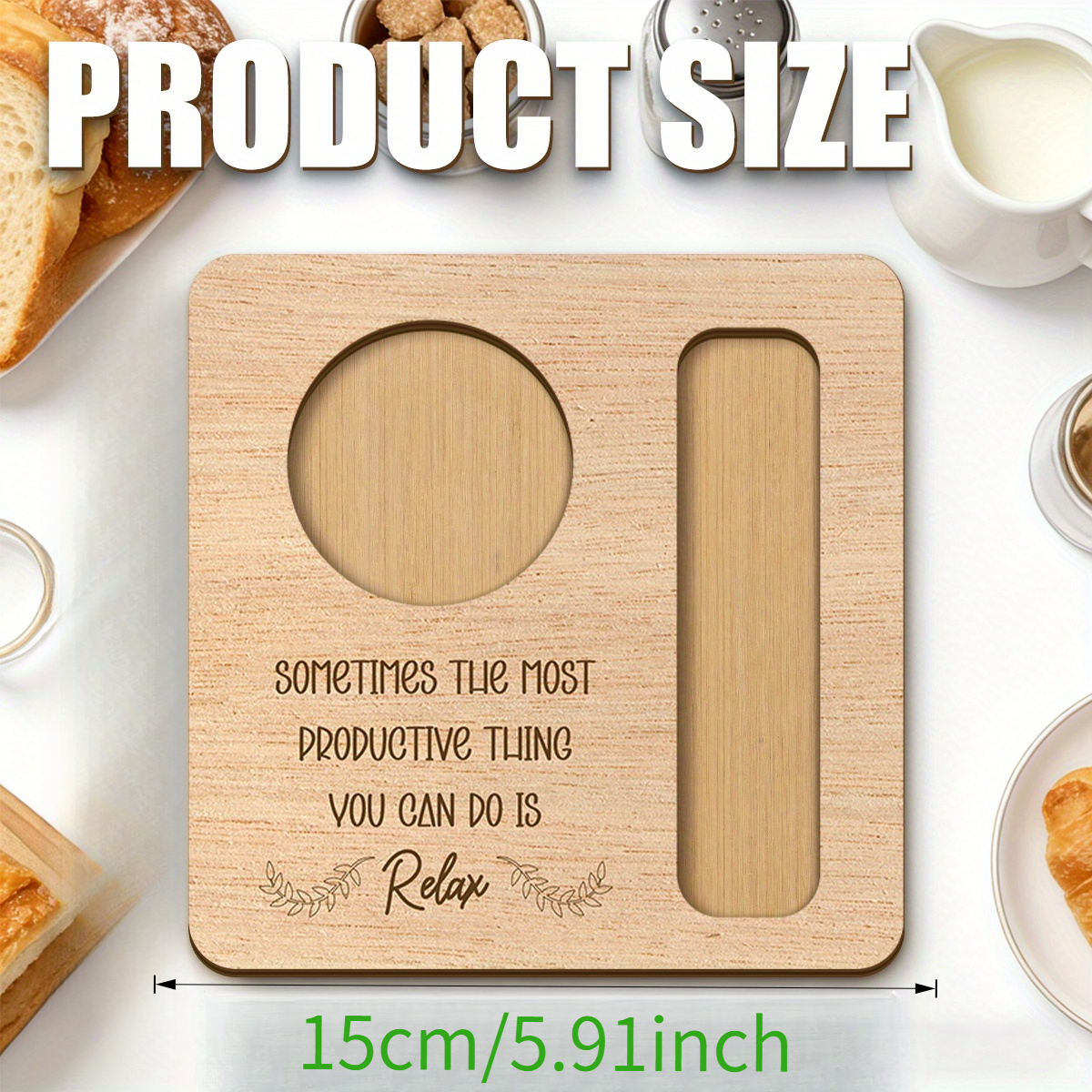 TEMU 1-pack The Most Productive Approach Is To Relax - Wooden Tray - Desktop Drink Organizer, Suitable As A Mother's Day, Father's Day, Or Birthday