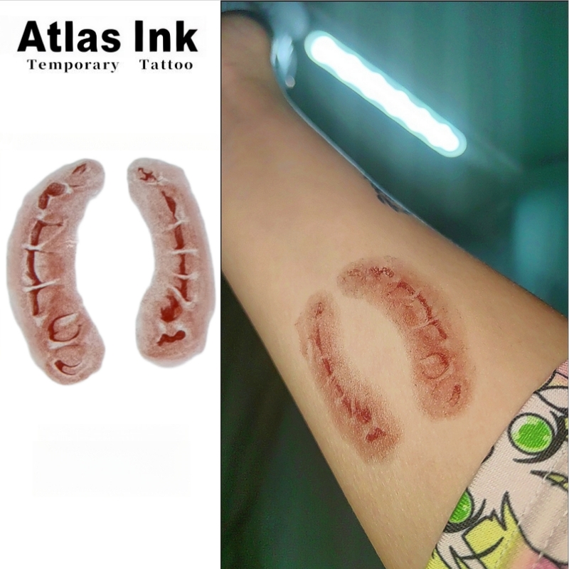 Image of Realistic Bite Mark Temporary Tattoo Stickers Halloween Fake Wound Tattoo, Just Lightly Press And Paste, And Life For About . Halloween
