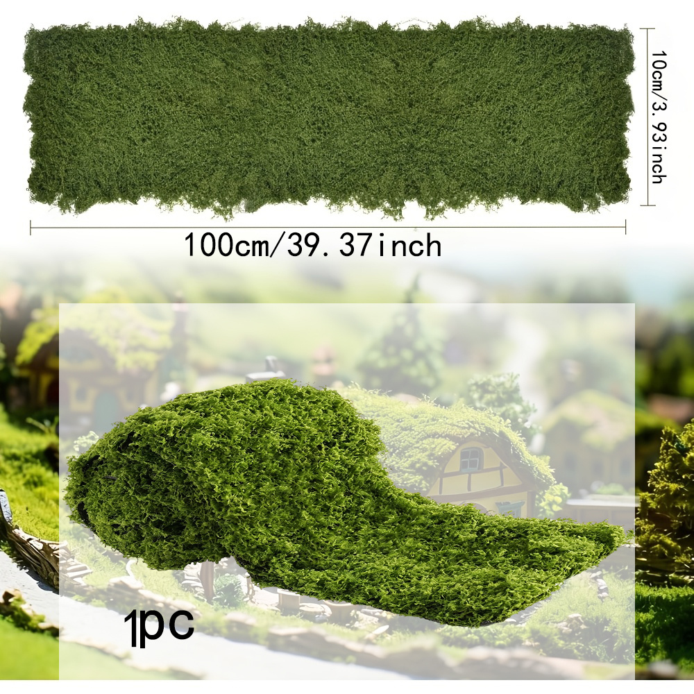 TEMU Rouleau de Tapis de Mousse Artificielle 10x100cm pour Chemin de Table de Mariage, Décoration de Jardin , Panneaux Muraux d'Herbe d'Intérieur -