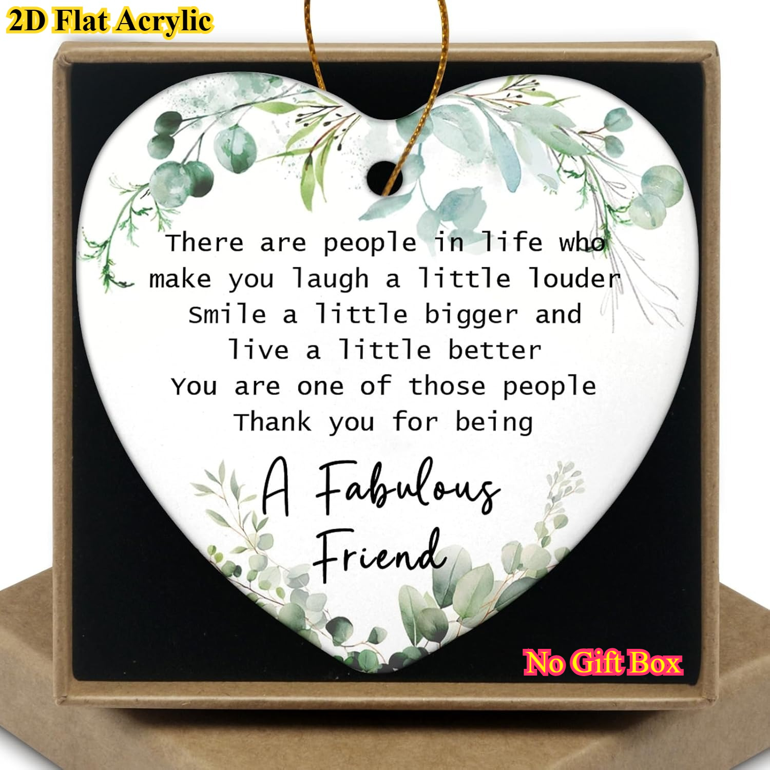 TEMU 2d Flat, 1 Heart-shaped Acrylic Ornament - 8.51x8.0cm, Green And , Featuring The Quote "a Fabulous Friend," Perfect For Colleagues, , Teachers,