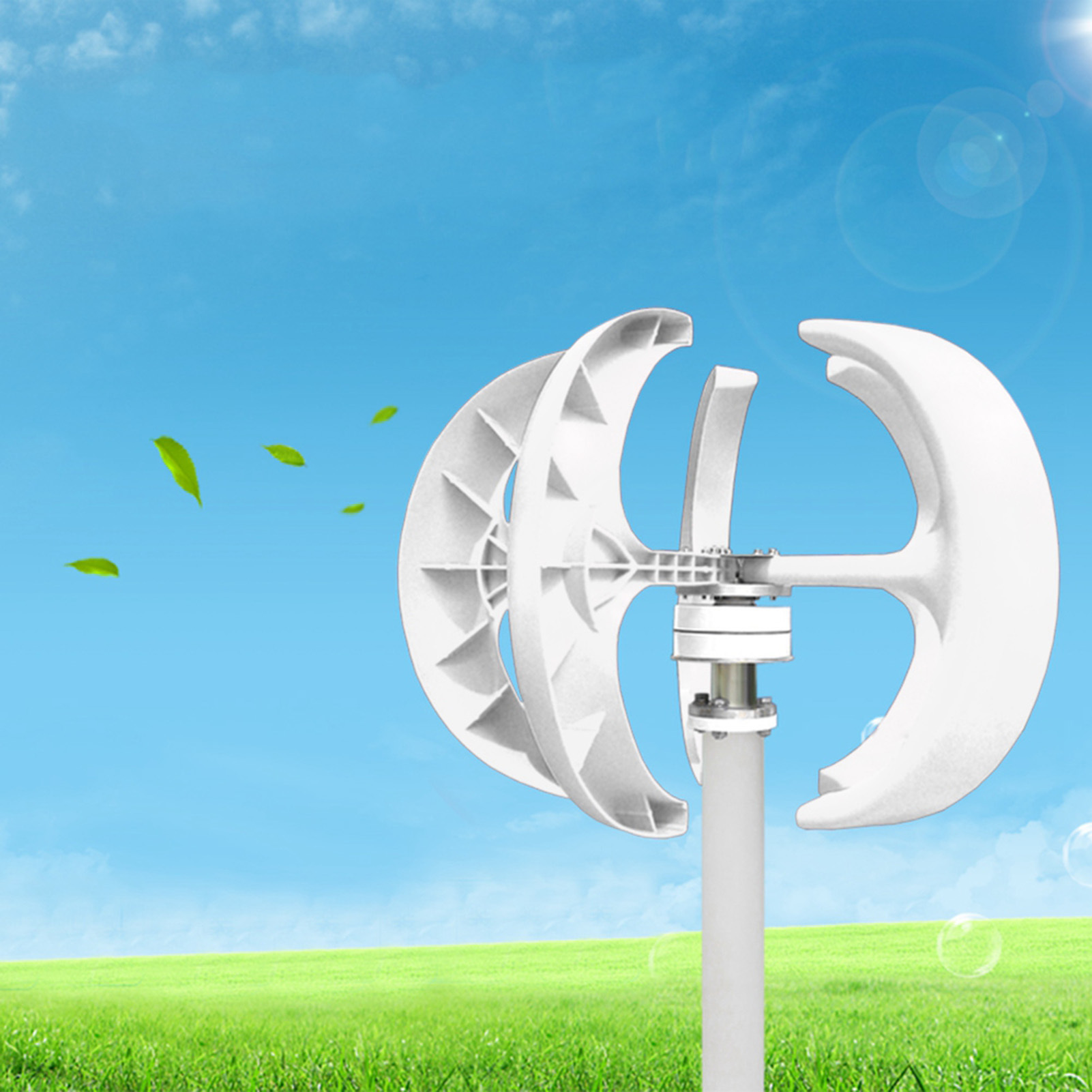 

Wind Turbine 12v 4-blade Wind Vertical Generator Ac Permanent Magnet Generator Wind Turbine Kit With Controller For Hybrid Wind Solar System, White