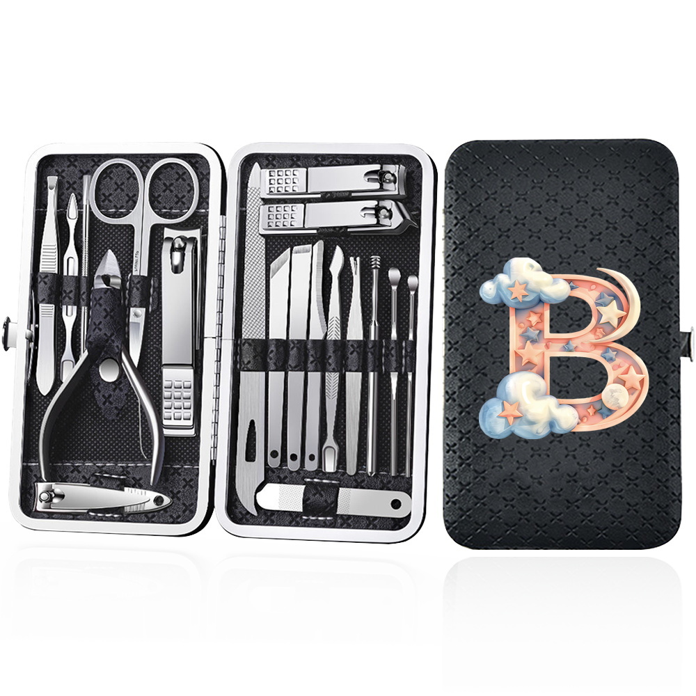 19pcs Portable Nail Clipper Set with Storage Box