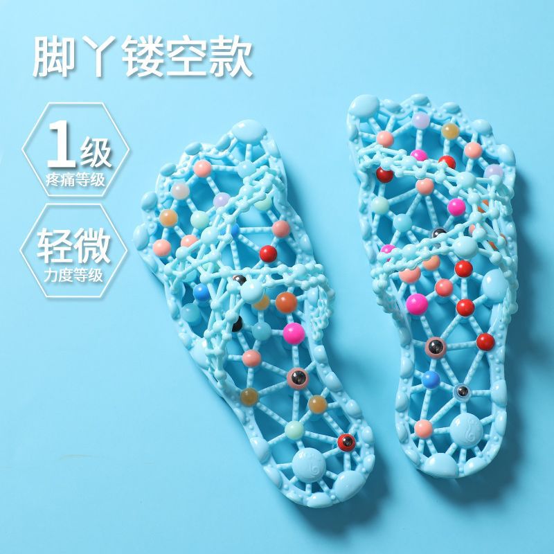 Image of Bathroom Summer Slippers Dormitory Home Indoor Bath Breathable Ladies Hollow Foot Massage Leakage Quick Drying, Women Shoes