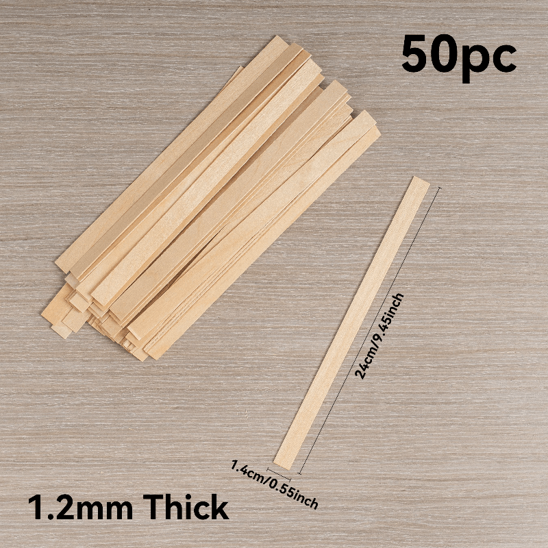 50pcs Strips – 1.2mm Thick Solid Natural Wood, 24×1.4cm Thin Slats – Real Solid , Thickened & Durable, For Laser Engraving, Diy Crafts & Woodworking
