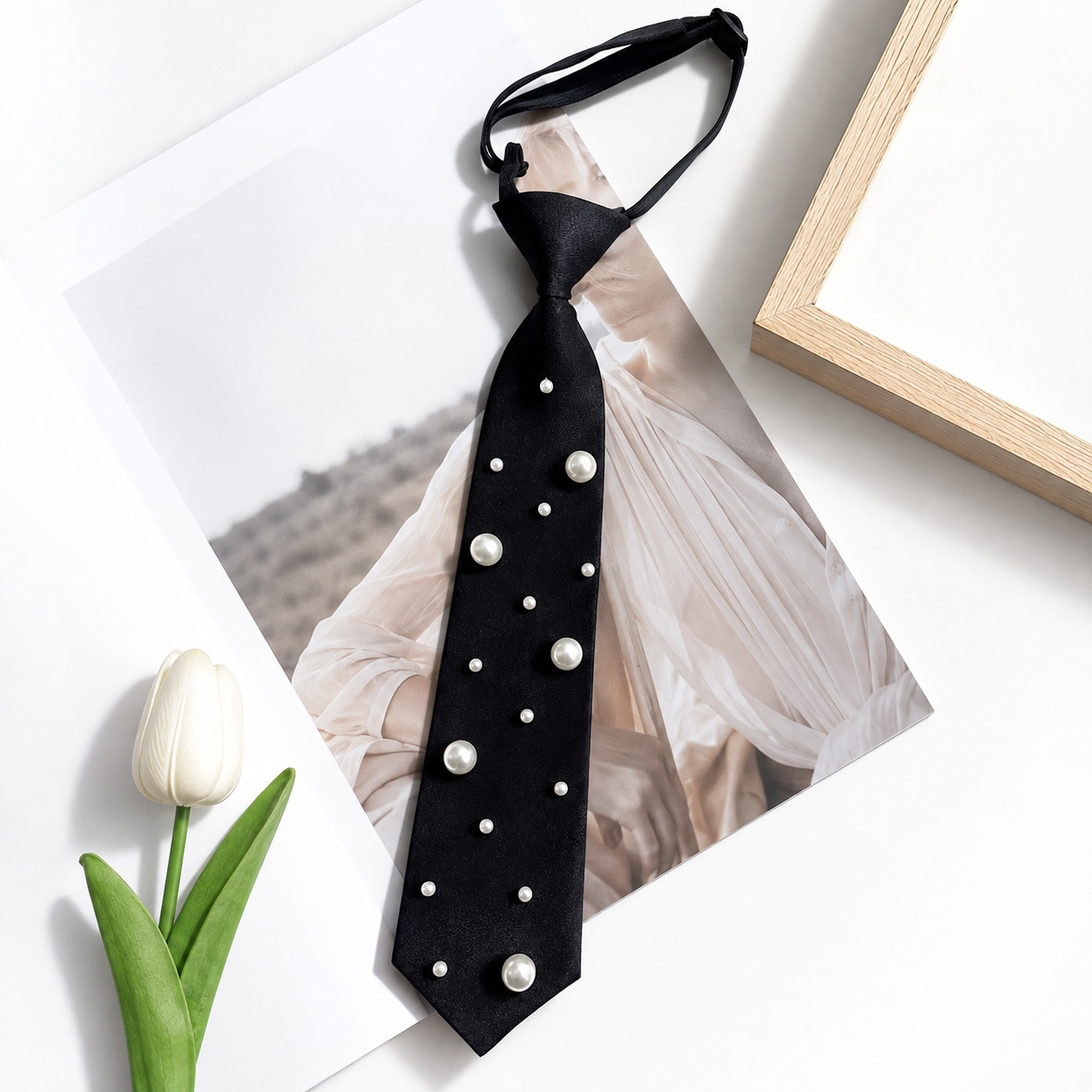 TEMU Women's Black Necktie, Casual Uniform Tie For Shirts, Suits, Office, Work & Daily Wear