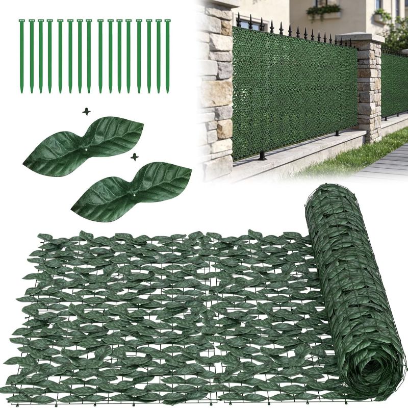 Artificial Ivy Privacy Fence, Pe Fence With Cable Ties, Full Privacy Screen For Garden Balcony Terrace Wall, Outdoor Artificialgreen Decorative Privacy Fence, 100x300cm/100x600cm/100x900cm