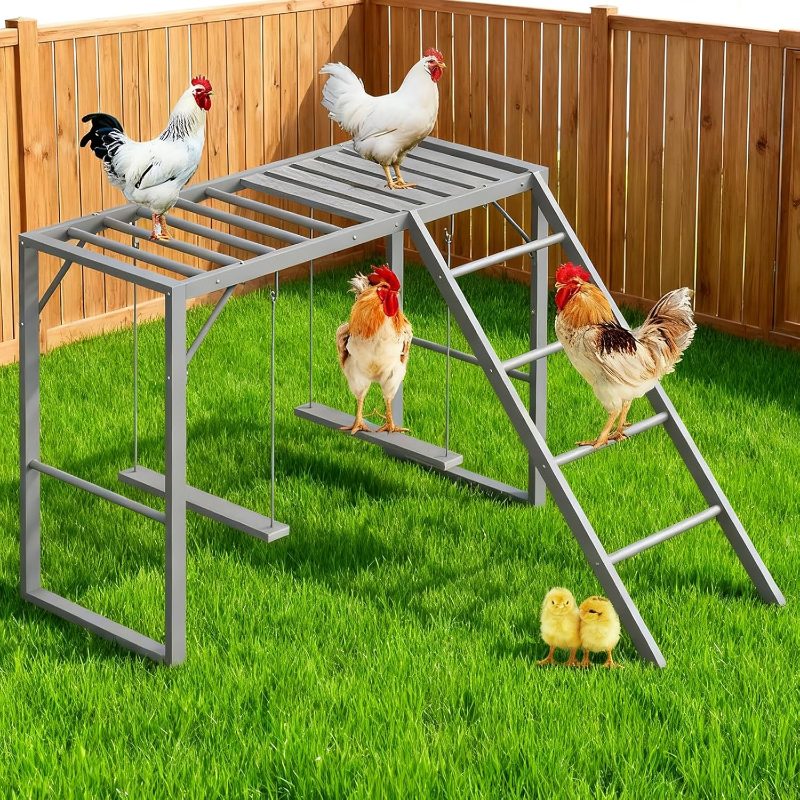 YBING Large Chicken Perch Coop, Chicken Perch Swing with Ladder, Chicken Roosting Bars Coop, Chicken Perch Roosting Bars, Metal Pet Swing Set Pet's Healthy Happy 8-10 Chick, - Image 4