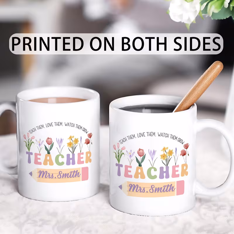 one personalized coffee mug for teachers featuring a custom made of ceramic with an 11oz capacity perfect as gifts to show appreciation for female teachers on occasions like birthdays and christmas 7