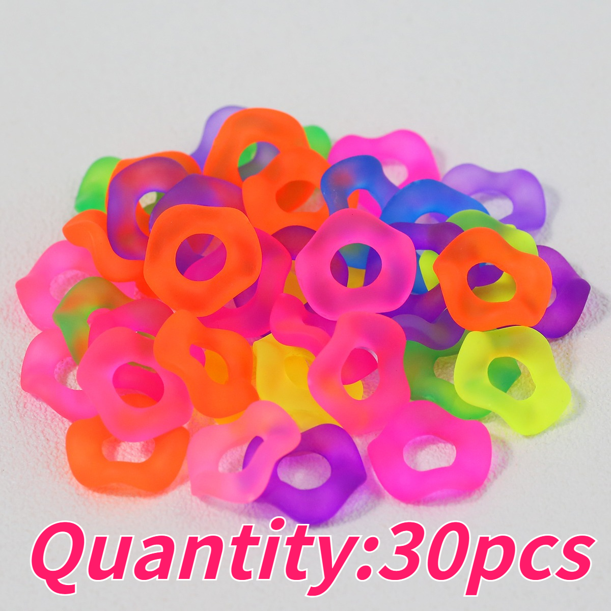 TEMU 16mm Frosted Acrylic 3d Wavy Large Hole Easy Threading Random Color Decorative Beads Suitable For Headwear Earrings, Rings, Necklaces, Earrings,