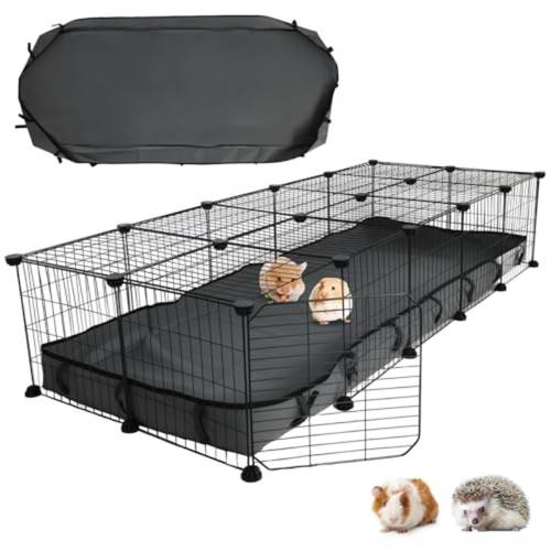 24 panel large guinea cage with pvc mat heavy duty rust resistant coated mesh panels expandable c pet enclosure suitable for rabbits chickens hedgehogs quail assembly indoor outdoor use