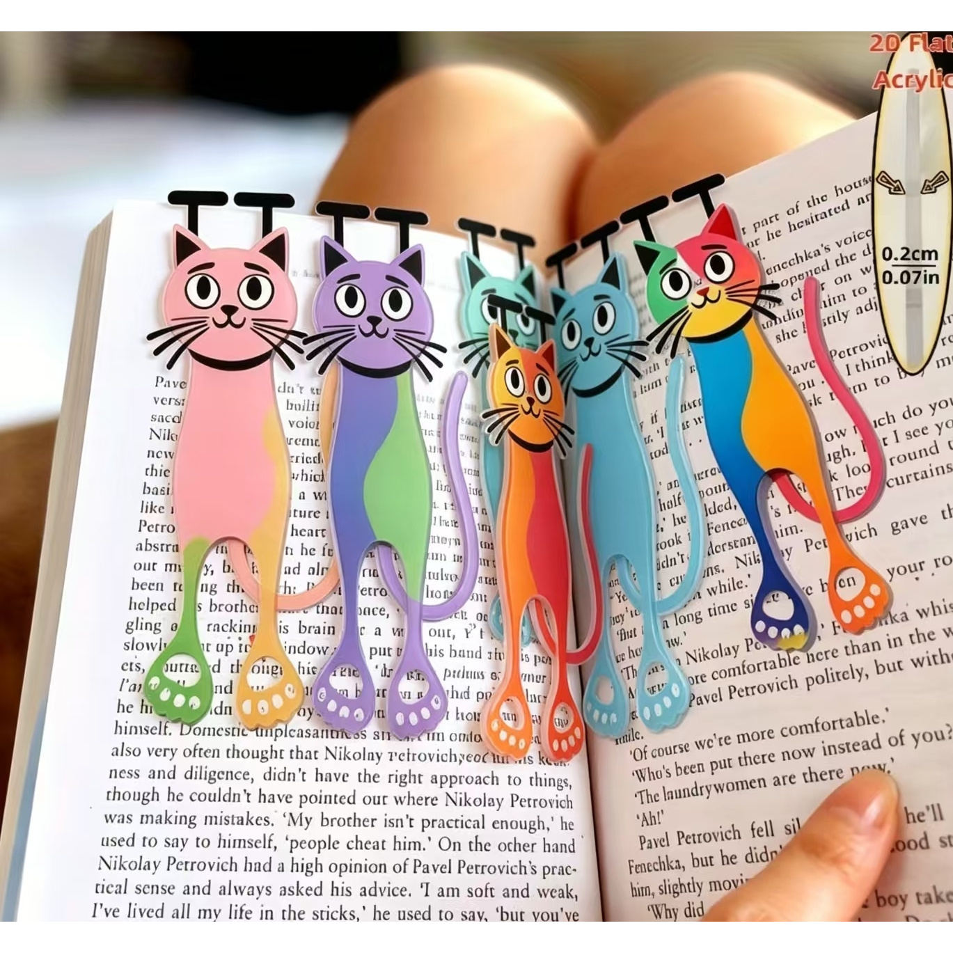 TEMU 6pcs Set Of Creative Colorful Cat Bookmarks, Cute Cat Page Markers, 2d Acrylic Flat Design, Fun Animal Bookmarks, Perfect For Books, A Reading